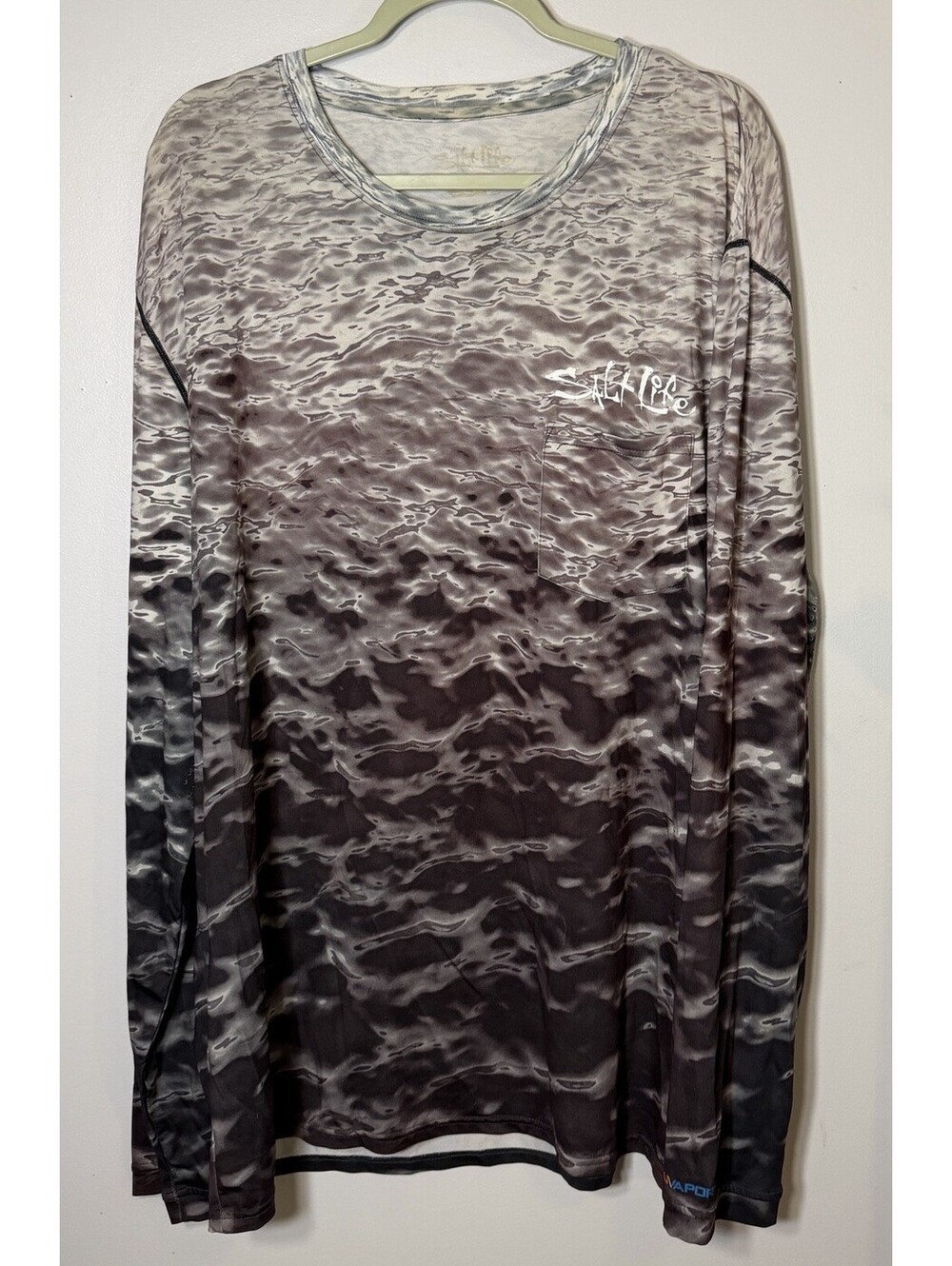 Salt Life Performance Fishing Shirt Long Sleeve UV Protection Grey Camo 2XL